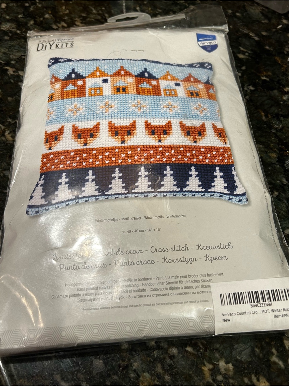 Vervaco Winter Motifs Fox Cross Stitch Cushion Pillow Kit NEW NIP